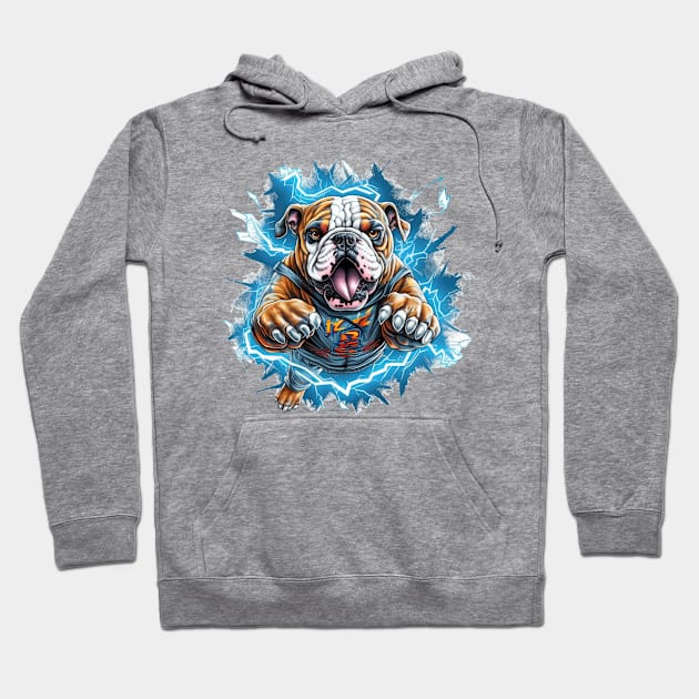 A dramatic Electrician English Bulldog t-shirt design that embodies the power and intensity Hoodie by teestore_24